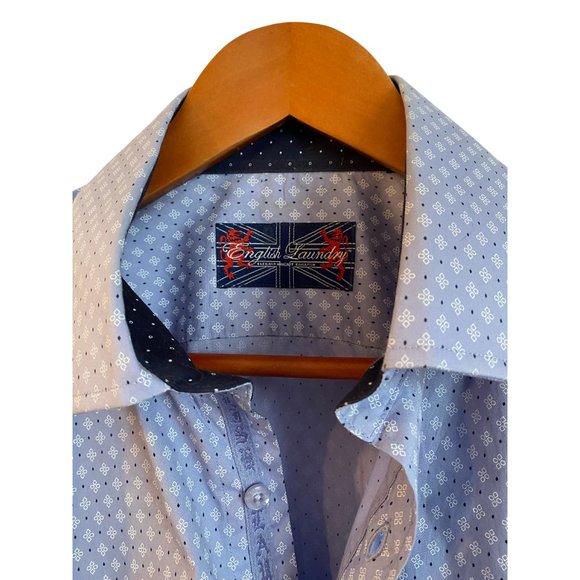 English Laundry Blue Patterned Dress Shirt - Picture 10 of 10